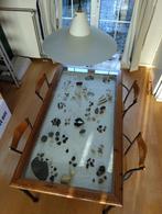 Vitrine tafel (eettafel met glasplaat en vitrine), Ophalen, Gebruikt, 50 tot 100 cm, Glas