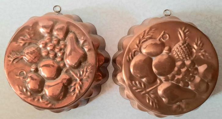 2 Grote koperen cake/taartvormen, Huis en Inrichting, Woonaccessoires | Overige, Gebruikt, Ophalen of Verzenden