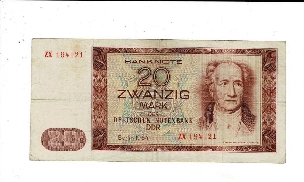 DDR, 20 mark 1964 Goethe (replacement), Postzegels en Munten, Bankbiljetten | Europa | Niet-Eurobiljetten, Verzenden, Duitsland