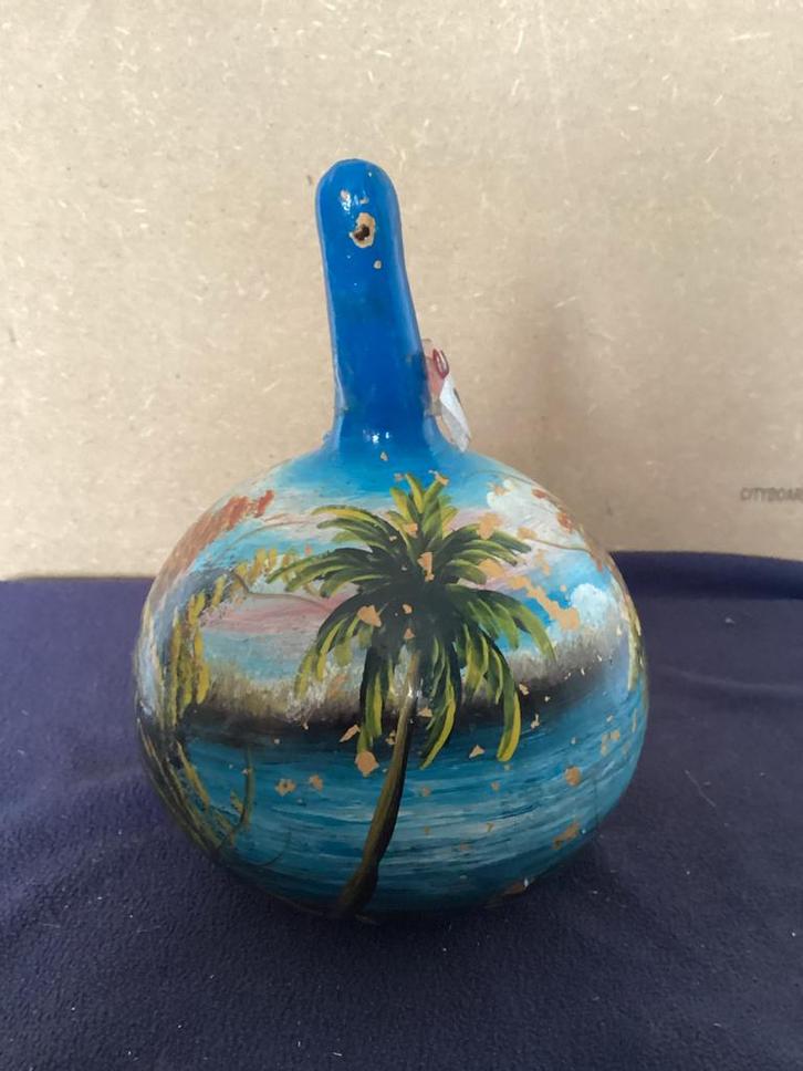 Decoratieve Kalebas met Palmboom, Huis en Inrichting, Woonaccessoires | Vazen, Gebruikt, Blauw, Minder dan 50 cm, Overige materialen