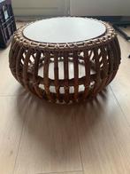 Rattan teakhouten salontafeltje, Ophalen, Minder dan 50 cm, 50 tot 100 cm, Zo goed als nieuw