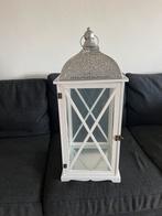 Decoratieve kandelaar 28x28x68 cm wit/metaal glazen panelen, Ophalen, 50 tot 75 cm, Wit, Nieuw