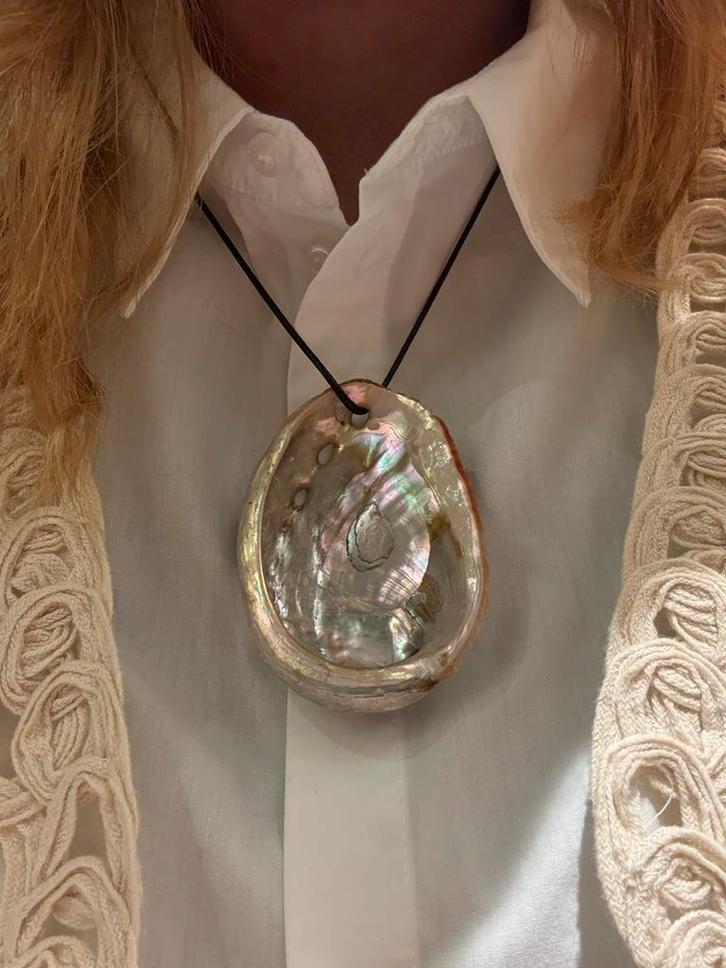 Ketting abalone schelp, Sieraden, Tassen en Uiterlijk, Kettingen, Nieuw, Overige materialen, Overige kleuren, Ophalen of Verzenden