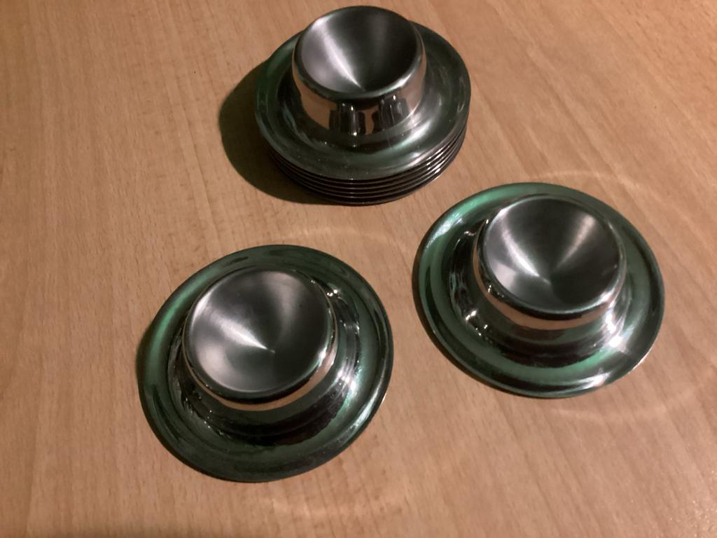 Vintage RVS Eierdopjes - Set van 8 - Jaren 70, Ophalen of Verzenden