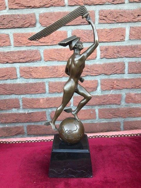 bijzonder bronzen beeld van Mercurius/ Hermes, Antiek en Kunst, Antiek | Koper en Brons, Brons, Ophalen of Verzenden