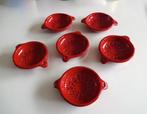 Keramiek zes bakjes twee oren rood Bitossi Italy 0536-s, Antiek en Kunst, Antiek | Keramiek en Aardewerk, Ophalen of Verzenden