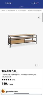 Nieuw TV Meubel Trappedal Jysk - Warm Eiken/Zwart, 100 tot 150 cm, Eikenhout, Ophalen of Verzenden, Zo goed als nieuw