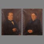 Brocante - Stel portretten (pendant), Hollandse School!, Antiek en Kunst, Kunst | Schilderijen | Klassiek, Ophalen