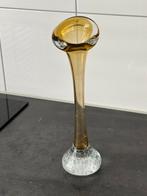 Vintage geel / amber art glazen knop vaas, Antiek en Kunst, Antiek | Vazen, Ophalen of Verzenden