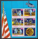 Yemen blok astronauten op de maan, Postzegels en Munten, Vliegtuigen, Ophalen of Verzenden, Postfris