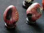 1 houten en 2 stenen sier eieren, Antiek en Kunst, Curiosa en Brocante, Ophalen of Verzenden