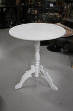 Witte ronde bijzettafel wijntafel Claire & Eef brocante hout, Huis en Inrichting, Ophalen, Gebruikt