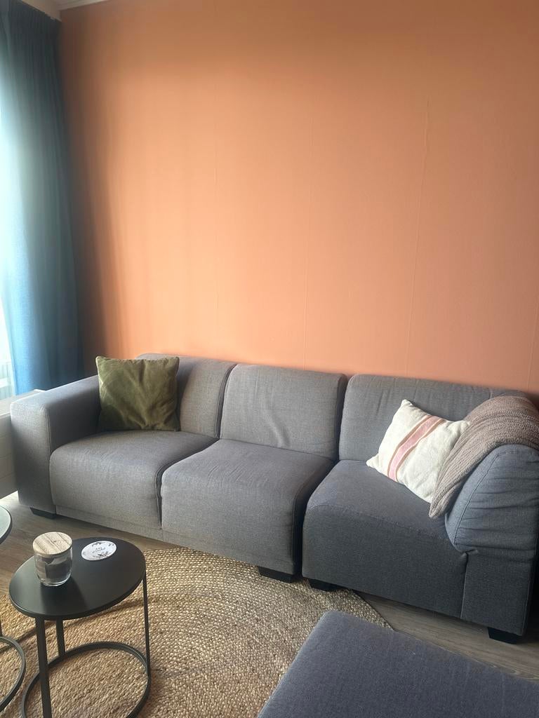 Grijze Stoffen Bank - Comfortabel en Stijlvol, Huis en Inrichting, Ophalen, Gebruikt, 75 tot 100 cm, Rechte bank