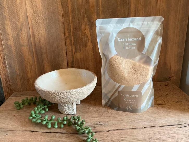 NIEUW stoere schaal met zak kaarsenzand, Huis en Inrichting, Woonaccessoires | Kandelaars en Kaarsen, Nieuw, Ophalen of Verzenden
