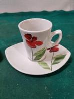 kop en schotel met klaproos 2 stellen, Antiek en Kunst, Antiek | Servies los, Ophalen of Verzenden