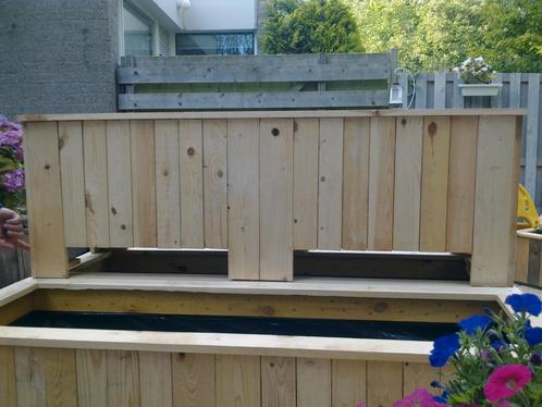 Weekend actie 3+1 gratis bloembakken, Tuin en Terras, Bloembakken en Plantenbakken, Zo goed als nieuw, Hout, Binnen, Rechthoekig
