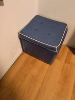 Gratis blauwe lederen opbergpoef, Huis en Inrichting, Banken | Voetenbanken en Poefen, Ophalen, Gebruikt, Rechthoekig