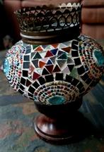 Heel mooie tifany waxinelicht houder glas, Ophalen of Verzenden, Overige materialen, Minder dan 25 cm