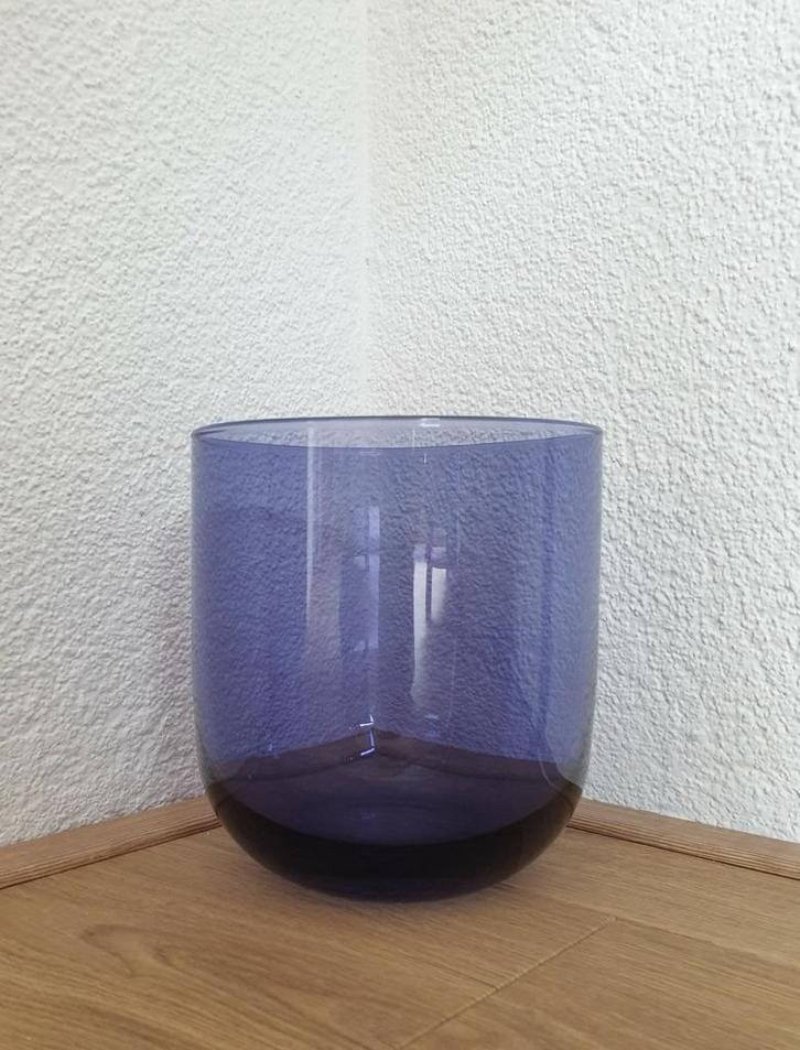 Retro Vintage Glazen Vaas Paars Glas Recht Model., Antiek en Kunst, Antiek | Glas en Kristal, Ophalen of Verzenden