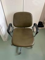 2 Vintage Leren Kapper Stoelen, Ophalen of Verzenden, Gebruikt, Groen, Bureaustoel