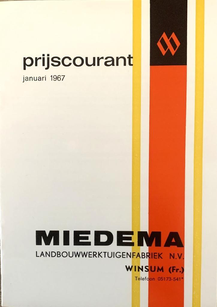 Folder miedema landbouwwerlktuigen fabriek prijslijst., Boeken, Catalogussen en Folders, Nieuw, Ophalen