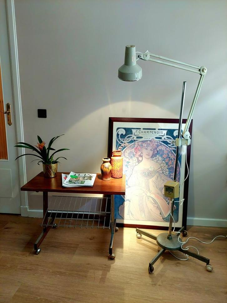 Vintage Deense dokterslamp, Huis en Inrichting, Lampen | Vloerlampen, Zo goed als nieuw, Glas, Ophalen