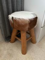 Houten krukje met vacht zitting, Ophalen, Gebruikt, Hout