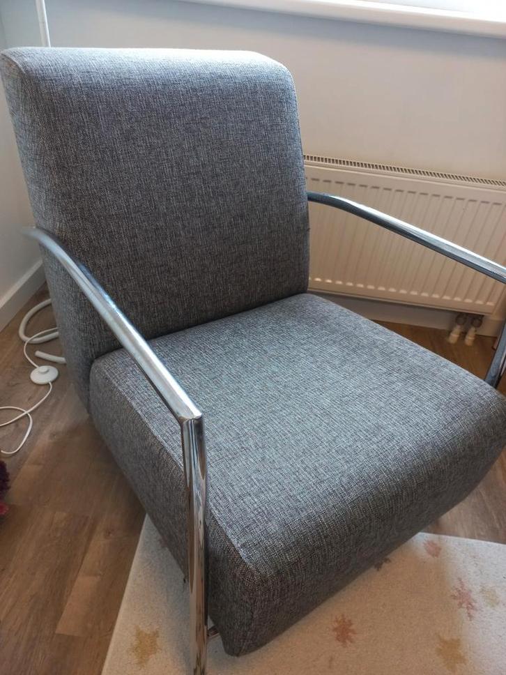 Montel fauteuil - lichtgrijs, Protexx behandeld, Huis en Inrichting, Fauteuils, Gebruikt, Metaal, Stof, 50 tot 75 cm, 75 tot 100 cm