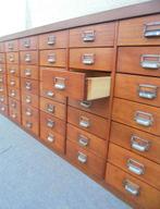 Ladekast papierkast apothekerskast toonbank schoolkast, Gebruikt, 5 laden of meer, Ophalen of Verzenden, 200 cm of meer