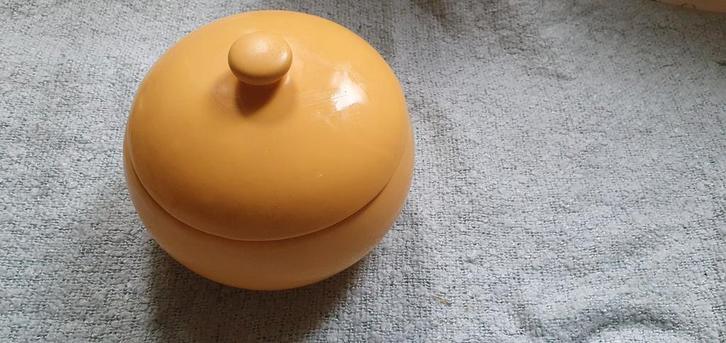 Vintage Gele Keramiek Koektrommel, Huis en Inrichting, Woonaccessoires | Schalen en Manden, Rond, Porselein of Keramiek, Ophalen of Verzenden