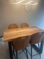 Van Bommel Mangohouten bartafel 4 stoelen HxBxL=91x80x140cm, Huis en Inrichting, Stoelen, Ophalen, Zo goed als nieuw, Bruin, Hout