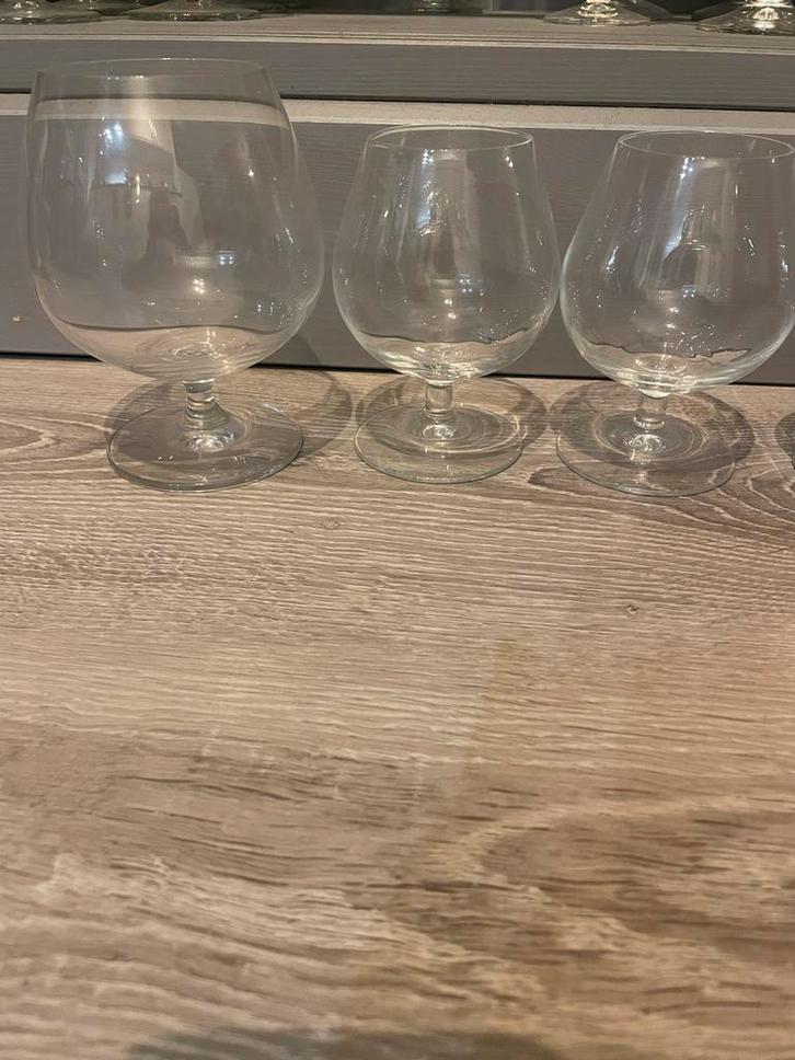 Set van 7 Cognac Glazen (groot en klein), Huis en Inrichting, Keuken | Servies, Zo goed als nieuw, Glas of Glazen, Effen, Glas