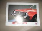 Folder 8 bladzijde 1979 DATSUN  Tye CHERRY SUNNY VIOLET BLUE, Ophalen of Verzenden