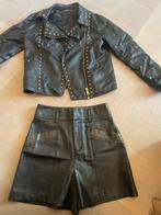 Shoeby leer jasje 152 en short leer morgen 34 valt klein, Ophalen, Zo goed als nieuw, Meisje, Jas