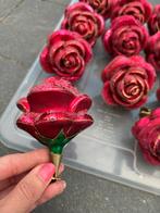 Grote rode glazen rozen kerst, clips bloemen voor kerstboom, Ophalen, Zo goed als nieuw