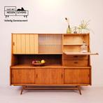 Vintage highboard, drankenkast teak hout, buffetkast 1960s, Met deur(en), 150 tot 200 cm, 25 tot 50 cm, Teakhout