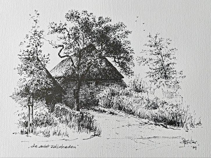 Nabij Bladel .. de 8 Zaligheden ... Kees Koster .., Antiek en Kunst, Kunst | Tekeningen en Foto's, Ophalen of Verzenden