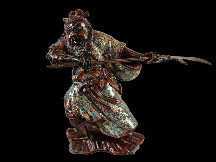 Een schitterende bronzen 19e eeuwse voorstelling van Guan Yu, Antiek en Kunst, Antiek | Koper en Brons, Brons, Ophalen of Verzenden