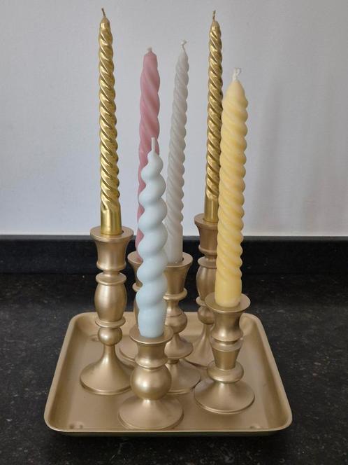 Goudkleurige vintage chic kandelaar, Huis en Inrichting, Woonaccessoires | Kandelaars en Kaarsen, Zo goed als nieuw, Kandelaar