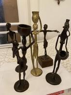 5 prachtige Bronze vintage afrikaanse sculpturen, Antiek en Kunst, Antiek | Koper en Brons, Ophalen of Verzenden, Brons