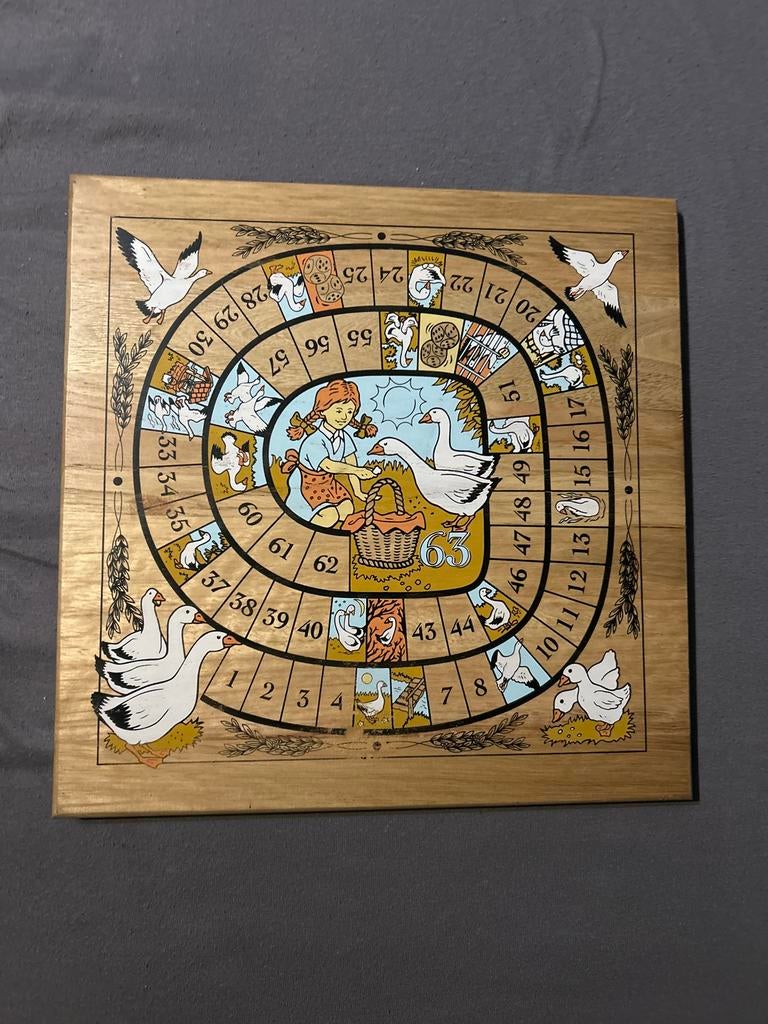 Houten ganzenbord (bord alleen), Een of twee spelers, Ophalen of Verzenden, Gebruikt