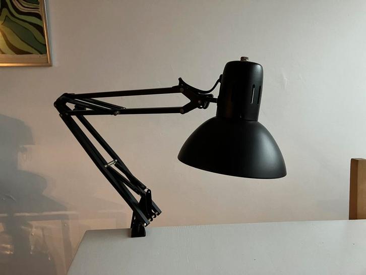 Unilux architectenlamp/ vintage klembureaulamp, zwart metaal, Huis en Inrichting, Lampen | Tafellampen, Zo goed als nieuw, 50 tot 75 cm