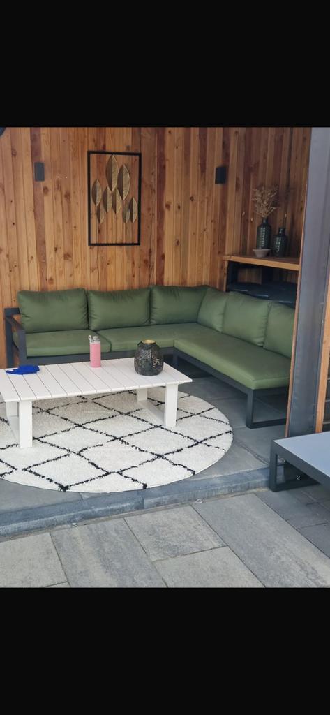 Caldela loungehoek in zwart aluminium, Tuin en Terras, Tuinsets en Loungesets, Zo goed als nieuw, Loungeset, Aluminium, 5 zitplaatsen