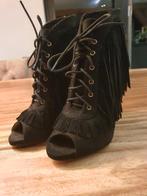 Zwarte pumps met franjes en open teen, Ophalen of Verzenden, Zo goed als nieuw, Zwart