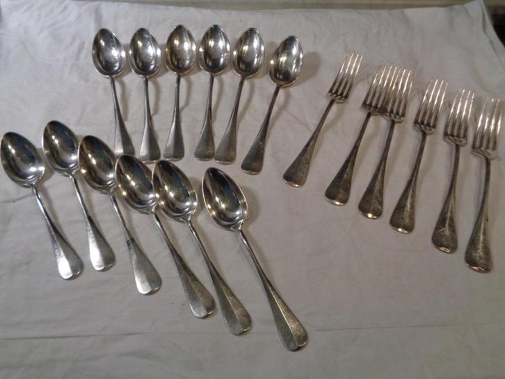 18 delig verzilverd bestek delen merk zie omschijving, Antiek en Kunst, Antiek | Bestek, Ophalen of Verzenden