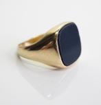14 krt gouden ring met blauwe lagensteen, antiek, Ophalen of Verzenden, Goud, Ring, Met edelsteen
