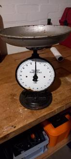 Oude weegschaal met emaille, Ophalen of Verzenden