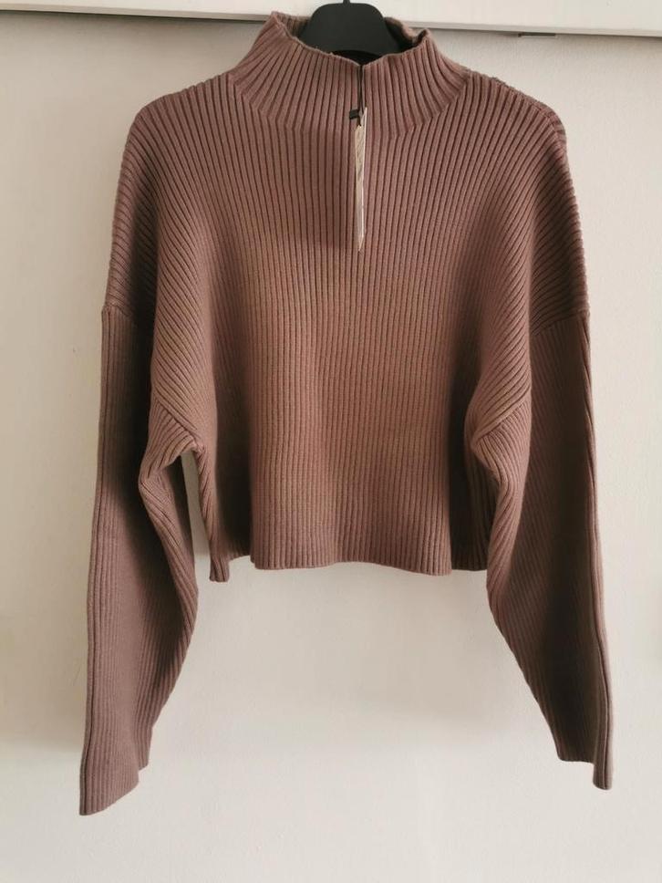 ZARA ribtrui met opstaande kraag mt. M, Kleding | Dames, Truien en Vesten, Nieuw, Maat 38/40 (M), Bruin, Verzenden