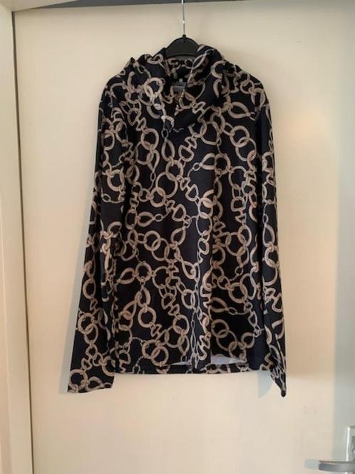 Zwart/bruine shirt van Micha. Maat S, Kleding | Dames, T-shirts, Zo goed als nieuw, Maat 36 (S), Zwart, Lange mouw, Ophalen of Verzenden