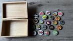 Houten opbergkistje met buttons, Hobby en Vrije tijd, Ophalen of Verzenden, Gebruikt